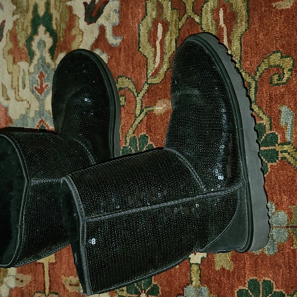 UGG Black Sequin Classic Short Boots